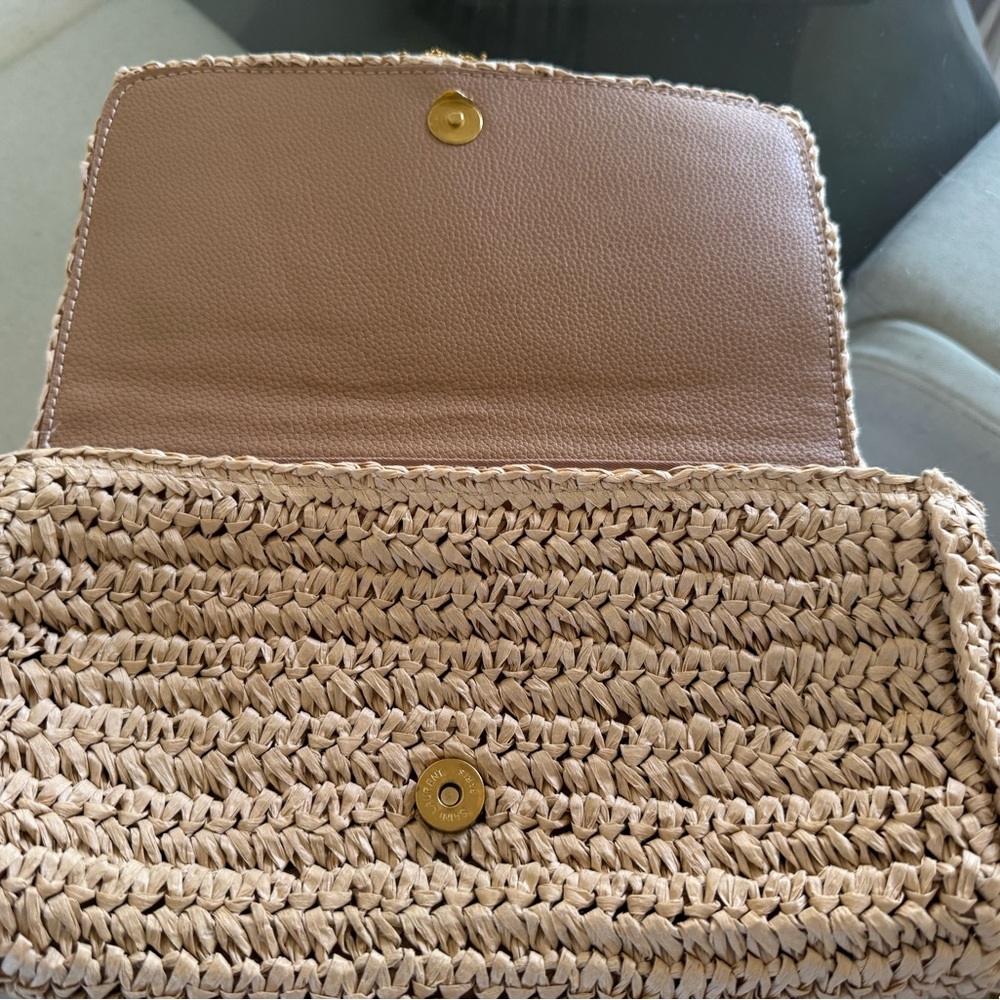 Saint Laurent  YSL Beige Raffia Woven Crossbody - Picture 5 of 6